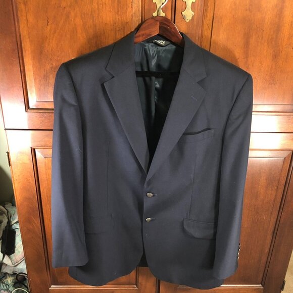 Jos. A. Bank Mens Blazer Jacket 42R Navy Wool Blend Classic Fit Double Button - Picture 15 of 16